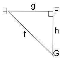 In the triangle below, what ratio is sec h?  h over f  f over h
