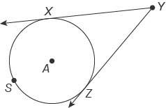 Math ugrgent will give  in the figure, yx−→− and yz−→− are tangents to circle a at points x