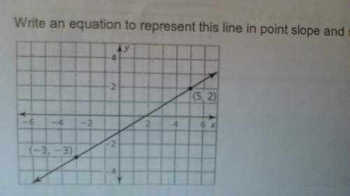 Write an equation to represent this line in point slope and slope intercept