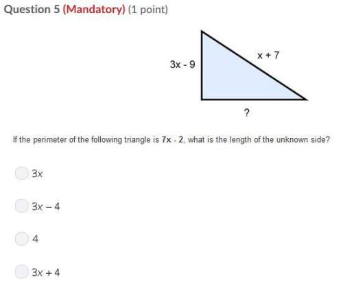 If the perimeter of the following triangle is 7x-2 what s the length of the unknown side  3x