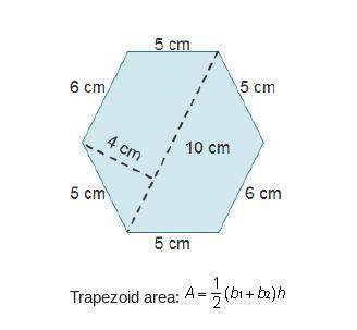 Acomposite figure is divided into two congruent trapezoids, each with a height of 4 cm. what i