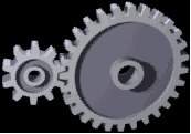 What is the advantage of the system of gears shown in the image?  a) the larger gear can be mo