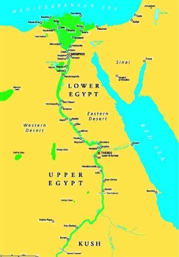 Study the map and note the locations of settlements across upper and lower egypt. which of the follo