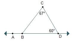 what is the m∠abc?  a.m∠abc = 60° b.m∠abc = 67° c.m∠abc =
