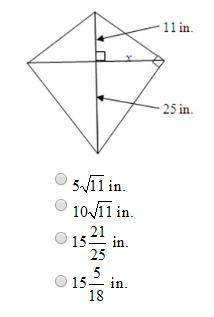 Kate has a kite with the dimensions shown below. what is the value of x?