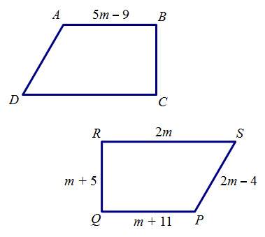 Given that abcd congruent to pqrs, solve for m a.0.5 b.2.5 c.3 d