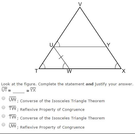 Look at the figure. complete the statement and justify your answer.ut is congruent to is congruent