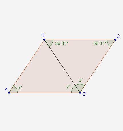What are the respective values of x, y, and z for parallelogram abcd?
