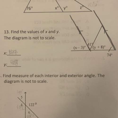 Find the values of x and y the diagram is not to scale