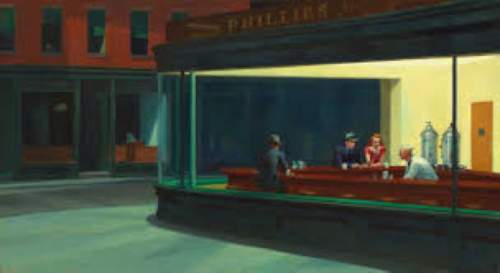 What kind of relationship is shown in the picture “nighthawks” by edward hopper?