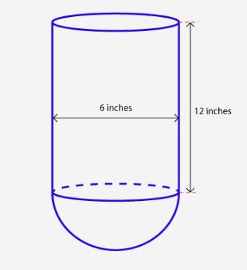 Amachine part consists of a half sphere and a cylinder as shown in the figure. what is t