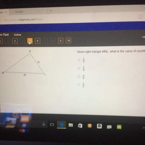 Given right triangle mnl what is the value of cos(m)