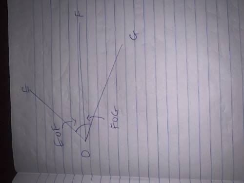 If angle EOF = 26 and angle FOG = 38., then what is the measure of angle EOG? The diagram is not to