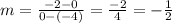 m = \frac{-2 - 0}{0 -(-4)} = \frac{-2}{4} = -\frac{1}{2}