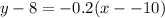 y - 8 = -0.2 (x--10)