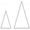 Which of the following pair of triangles demonstrates that two triangles with three congruent angles