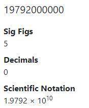 19,792,000,000 in scientific notation will have how many significant figures