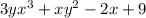 3yx^{3} +xy^{2} -2x+9