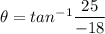 \theta=tan^{-1}\dfrac{25}{-18}