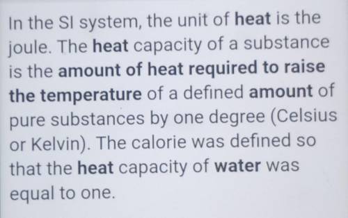 The amount of heat required to raise the temperature of a sample of water is referred to as the — he