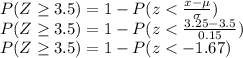 P(Z \geq 3.5)=1-P(z
