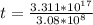 t =  \frac{3.311 *10^{17} }{3.08 *10^{8}}