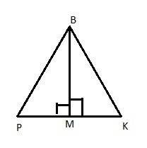 Complete the paragraph proof. given:  m is the midpoint of pk pk ⊥ mb prove:  △pkb is isosceles it i