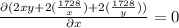 \frac{\partial(2xy+2(\frac{1728}{x})+2(\frac{1728}{y}))}{\partial x}=0