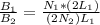 \frac{B_1}{B_2 }  =  \frac{N_1 * (2 L_1)}{ (2 N_2)L_1}