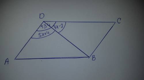 If angle adc=134 and adb=5x+4 and bdc=7x-2 what does angle bdc measure