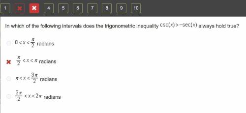 HELP PLEASE!

In which of the following intervals does the trigonometric inequality csc(x)>-sec(x