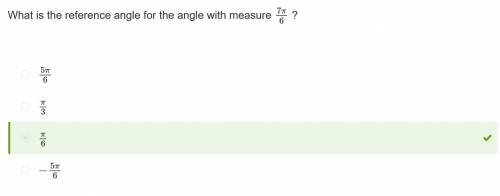 What is the reference angle for the angle with measure 7π6?
