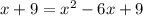 x + 9 =  {x}^{2}  - 6x + 9