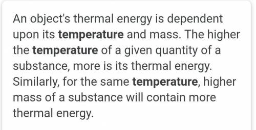 What are the factors that determine an object's thermal energy?