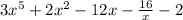 3x^5+2x^2-12x-\frac{16}{x}-2