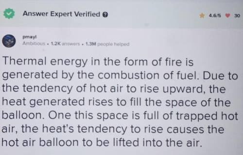 Identify the method of thermal energy transfer at work in hot air balloons. Explain how thermal ener