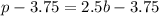 p - 3.75 = 2.5b- 3.75