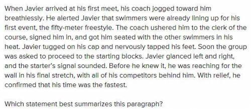 When Javier arrived at his first meet, his coach jogged toward him breathlessly. He alerted Javier t