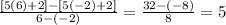 \frac{[5(6)+2]-[5(-2)+2]}{6-(-2)} =\frac{32-(-8)}{8} =5