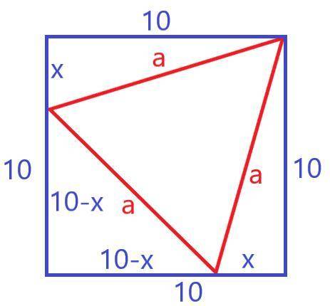 One of the vertices of an equilateral triangle is on the vertex of a square and two other vertices a