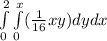 \int\limits^2_0 \int\limits^x_0 (\frac{1}{16} xy) dy dx