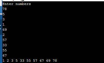 Create a program that takes 10 numbers as input and outputs the numbers sorted from largest to small