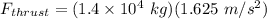 F_{thrust}=(1.4 \times 10^{4} \ kg) (1.625 \ m/s^2)