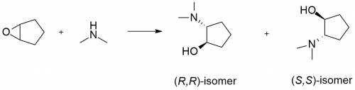 Two stereoisomers are obtained from the reaction of cyclopentene oxide with dimethylamine. the r,r-i