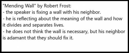 Read the excerpt from Mending Wall. Something there is that doesn't love a wall, That sends the fr