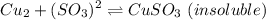 $Cu_2+(SO_3)^2 \rightleftharpoons CuSO_3 \ (insoluble)$