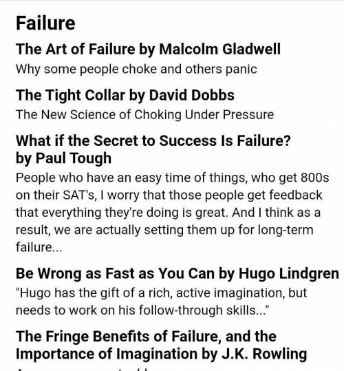 Do anyone knows A good starting of an article about failure?