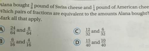 Iwanna buy 3/8 a pound of swiss cheese and 1/4 pound of american cheese.which pairs of fractions are