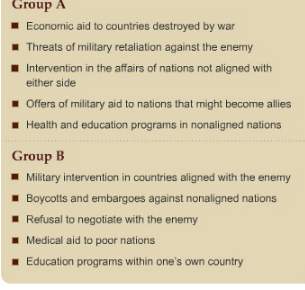 1. which most accurately describes the causes of the cold war? first image. group a or group