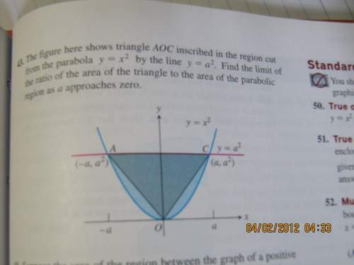 The figure here shows triangle aoc inscribed in the region cut from the parabola y=x^2 by the line y